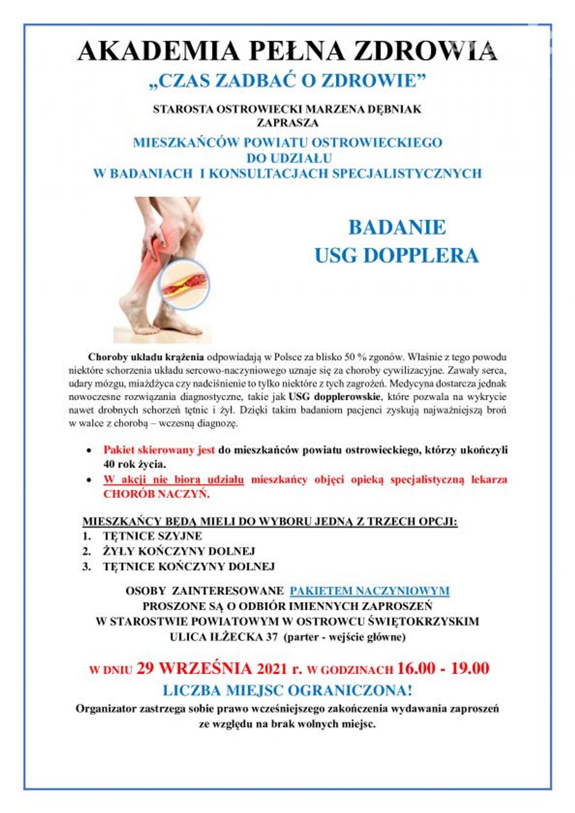 Bezpłatne badania dla mieszkańców powiatu Bezpłatne badania dla mieszkańców powiatu