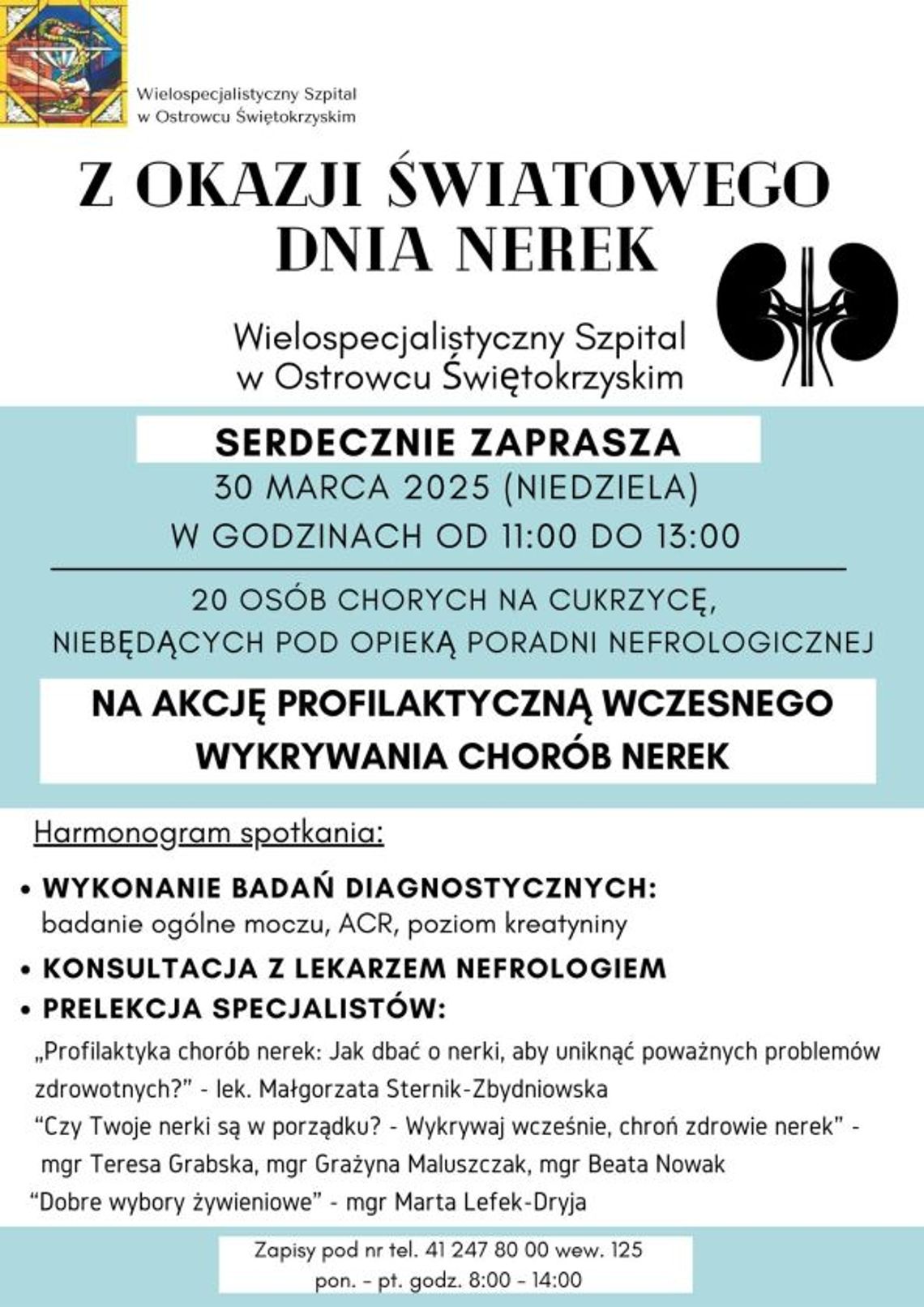 Bezpłatne badania nerek w ostrowieckim szpitalu Bezpłatne badania nerek w ostrowieckim szpitalu