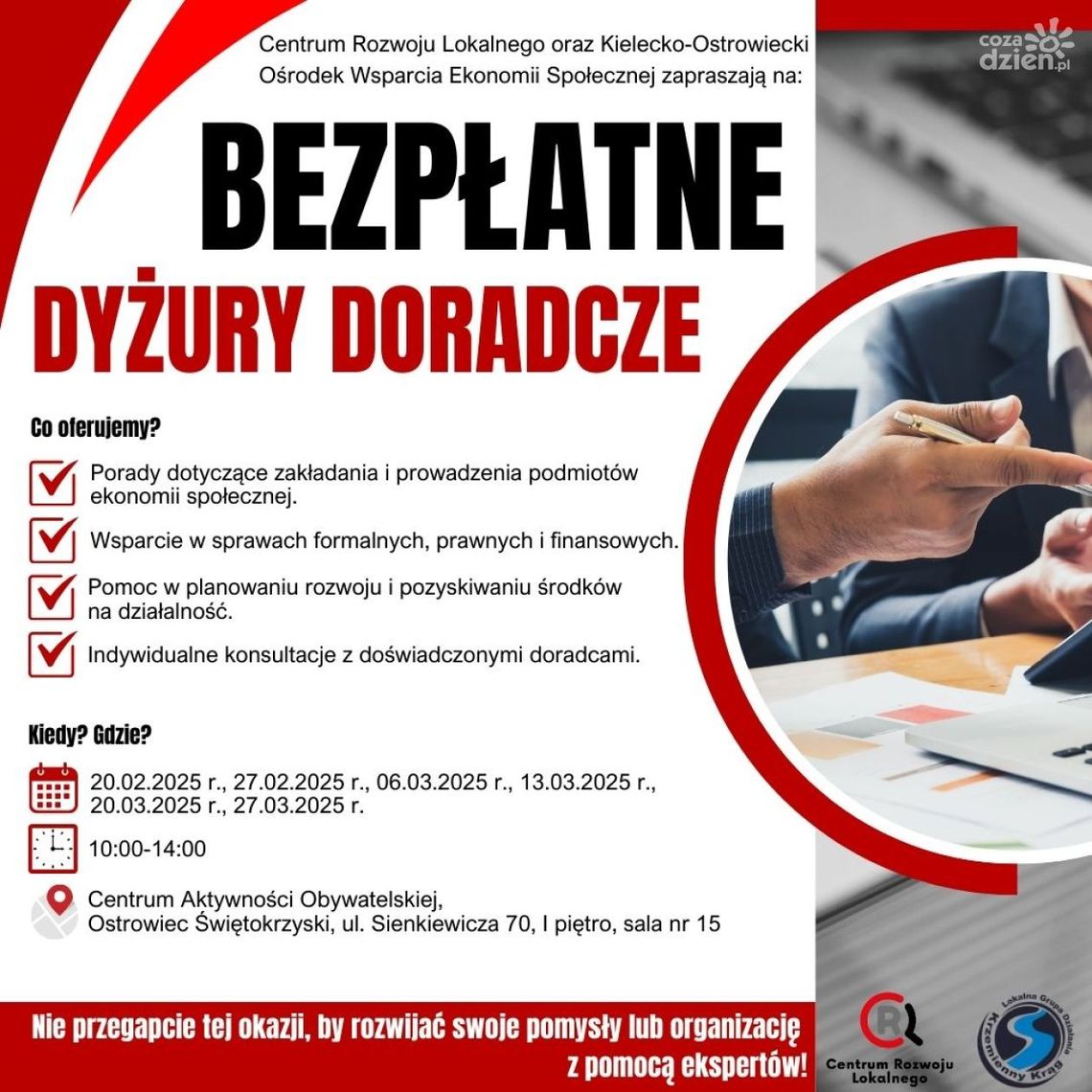 Bezpłatne dyżury doradcze. Można skorzystać z pomocy ekspertów