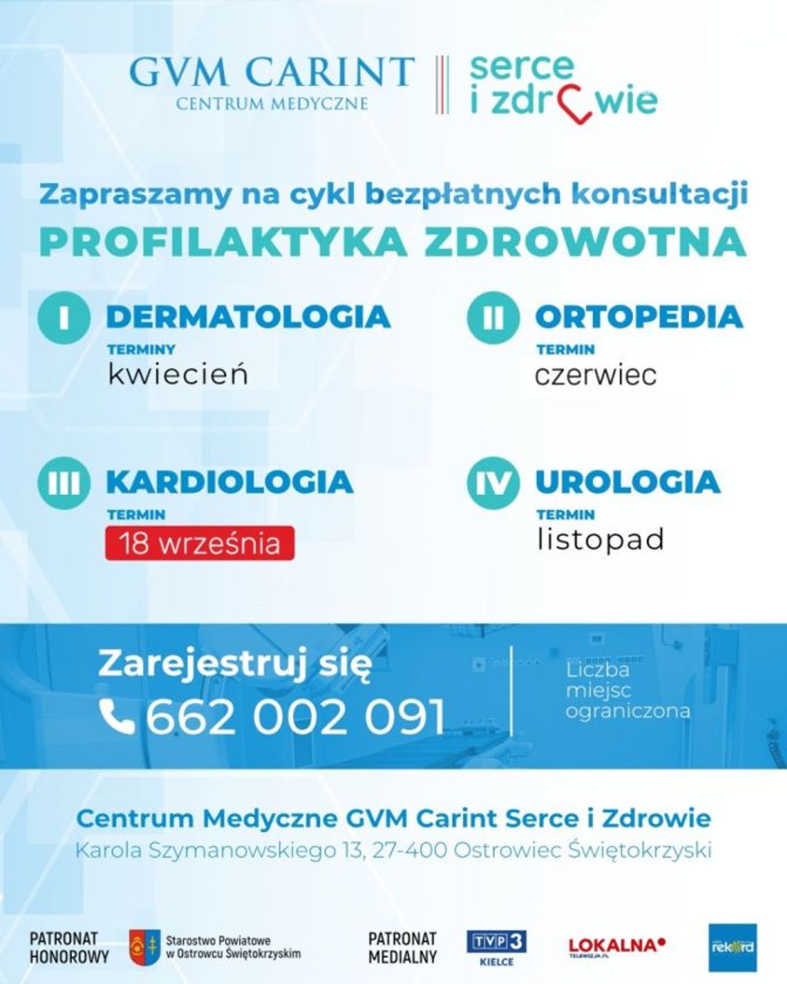 Bezpłatne konsultacje kardiologiczne w ostrowieckim GVM Carint Bezpłatne konsultacje kardiologiczne w ostrowieckim GVM Carint