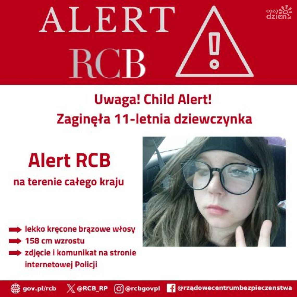 CHILD ALERT: Zaginęła 11-letnia Patrycja z Dziewkowic – jej życie może być zagrożone