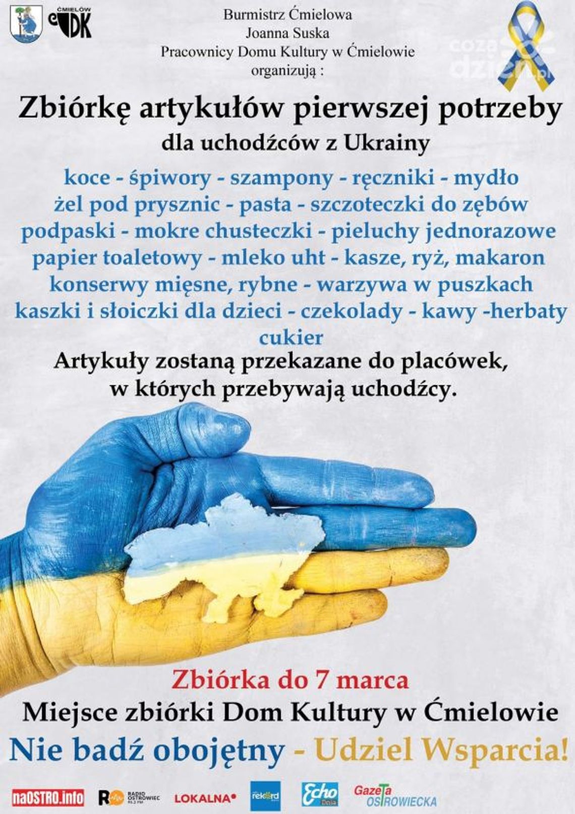 Ćmielów z pomocą dla uchodźców z Ukrainy Ćmielów z pomocą dla uchodźców z Ukrainy