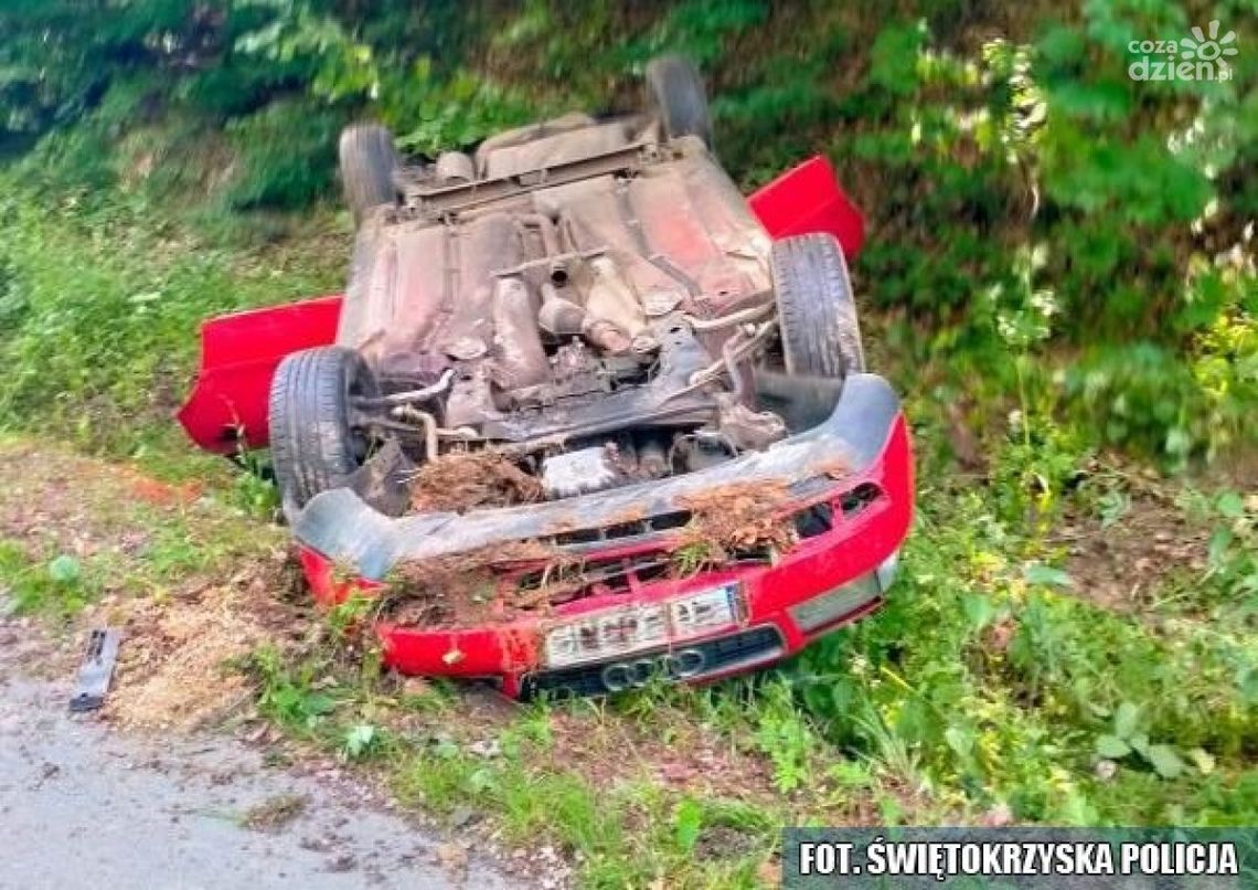 Dachował, nie miał uprawnień i prowadził pod wpływem