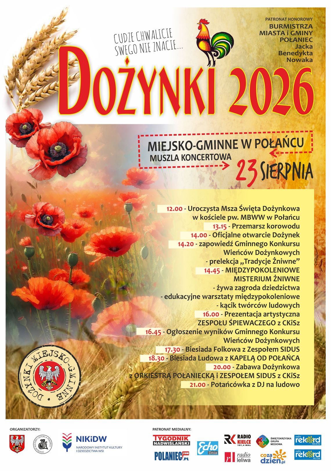 Dożynki 2026 w Połańcu – święto plonów, tradycji i wspólnej zabawy Dożynki 2026 w Połańcu – święto plonów, tradycji i wspólnej zabawy