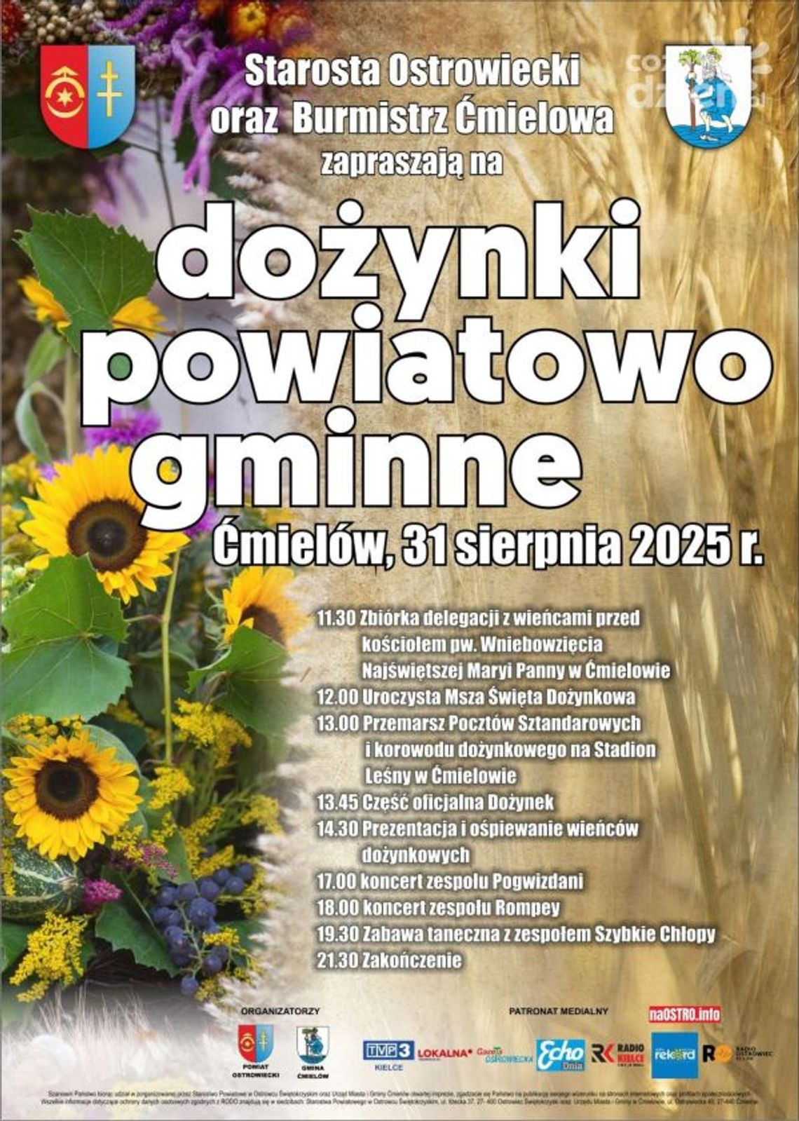 Dożynki powiatowo-gminne w Ćmielowie. Tradycja, muzyka i wspólna zabawa Dożynki powiatowo-gminne w Ćmielowie. Tradycja, muzyka i wspólna zabawa