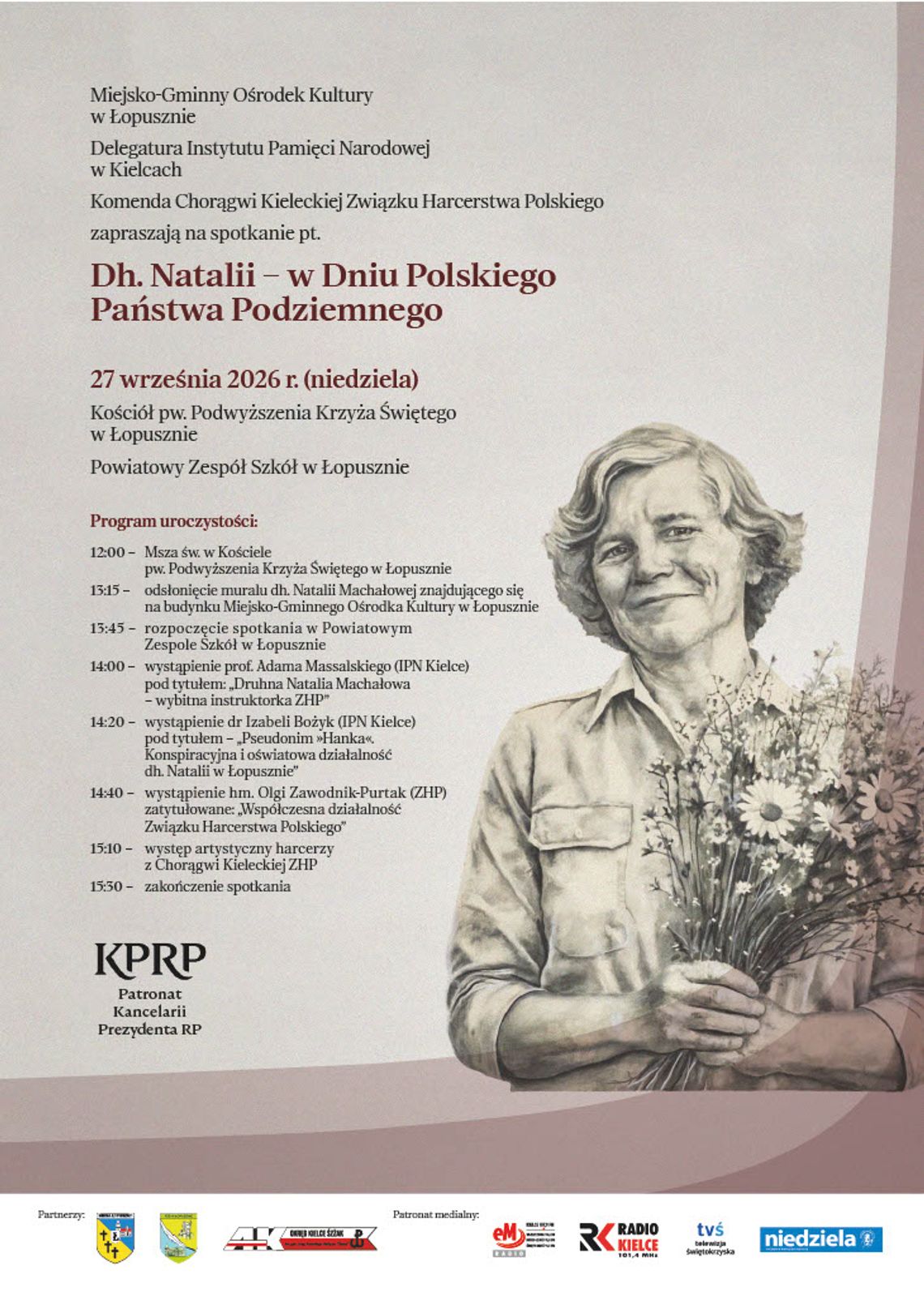 Druhna Natalia Machałowa upamiętniona w Łopusznie. Odsłonięcie muralu w Dniu Polskiego Państwa Podziemnego Druhna Natalia Machałowa upamiętniona w Łopusznie. Odsłonięcie muralu w Dniu Polskiego Państwa Podziemnego