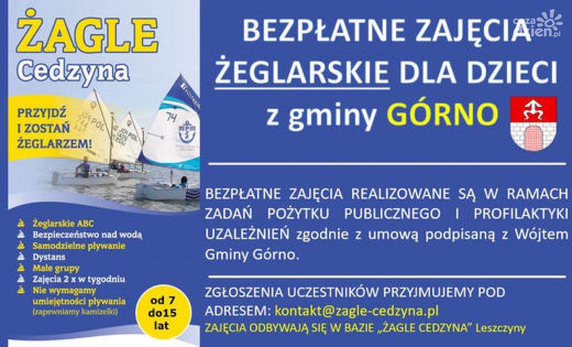 Dzieci z gminy Górno nauczą się żeglować Dzieci z gminy Górno nauczą się żeglować