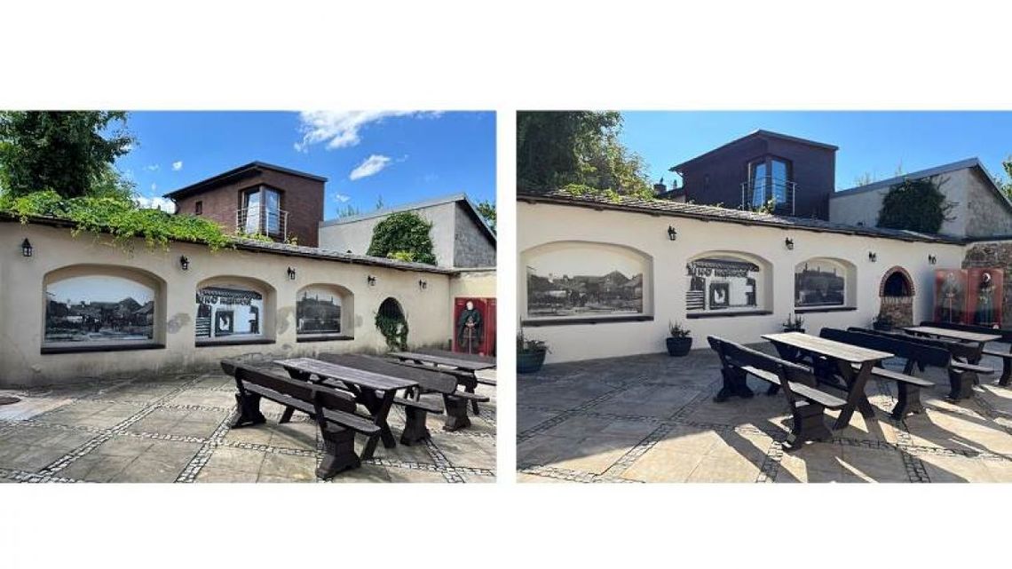 Dziedziniec zabytkowej kamienicy w Chęcinach po remoncie Dziedziniec zabytkowej kamienicy w Chęcinach po remoncie