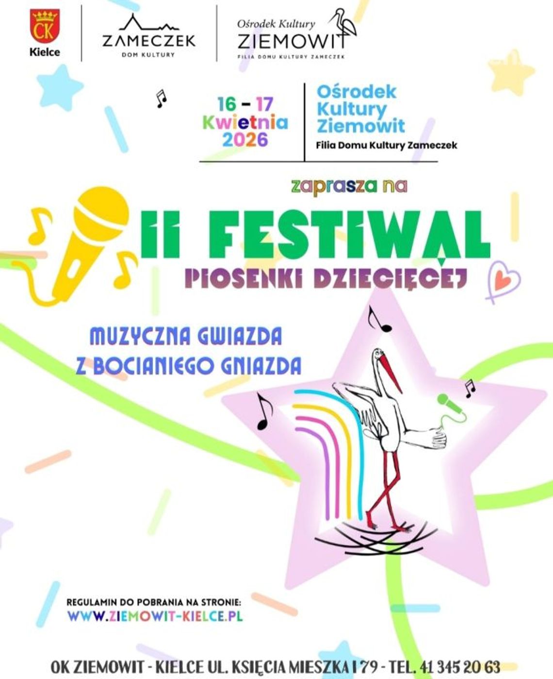 Festiwal Piosenki Dziecięcej „Muzyczna Gwiazda z Bocianiego Gniazda” rozświetli Kielce