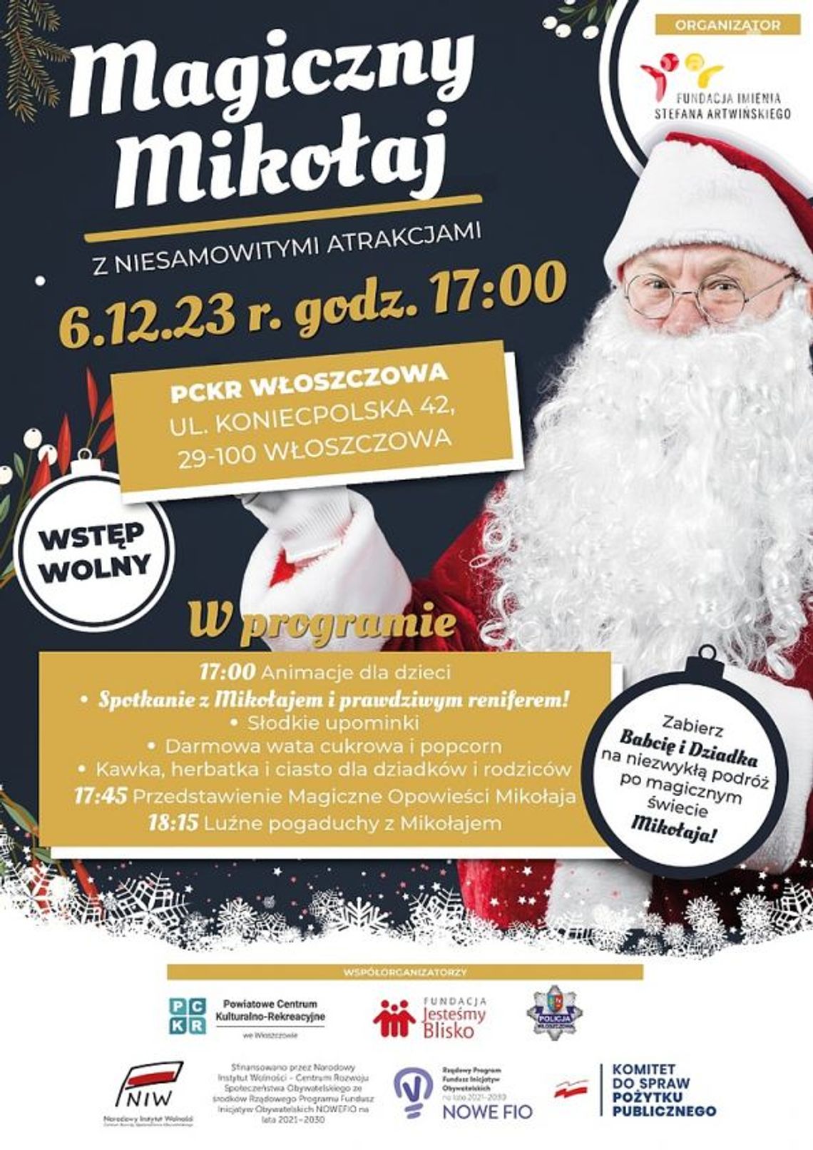 Fundacja im. Stefana Artwińskiego zaprasza na magicznego Mikołaja Fundacja im. Stefana Artwińskiego zaprasza na magicznego Mikołaja
