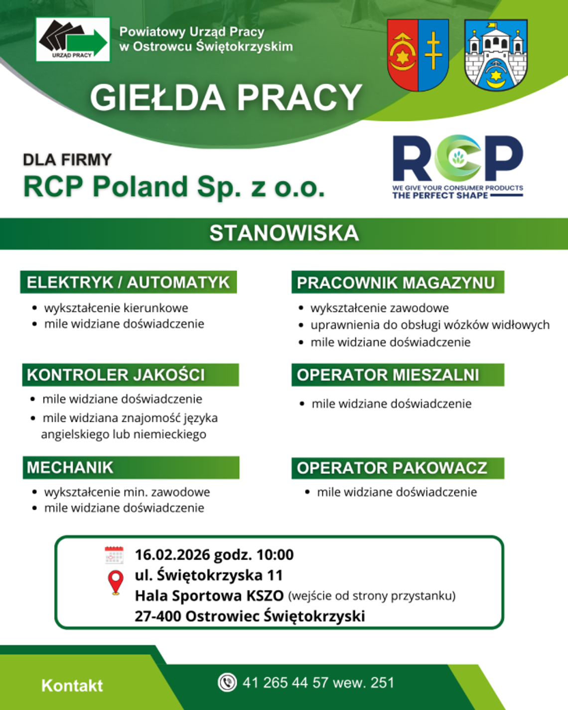 Giełda pracy w Ostrowcu Świętokrzyskim. RCP Poland zaprasza kandydatów Giełda pracy w Ostrowcu Świętokrzyskim. RCP Poland zaprasza kandydatów