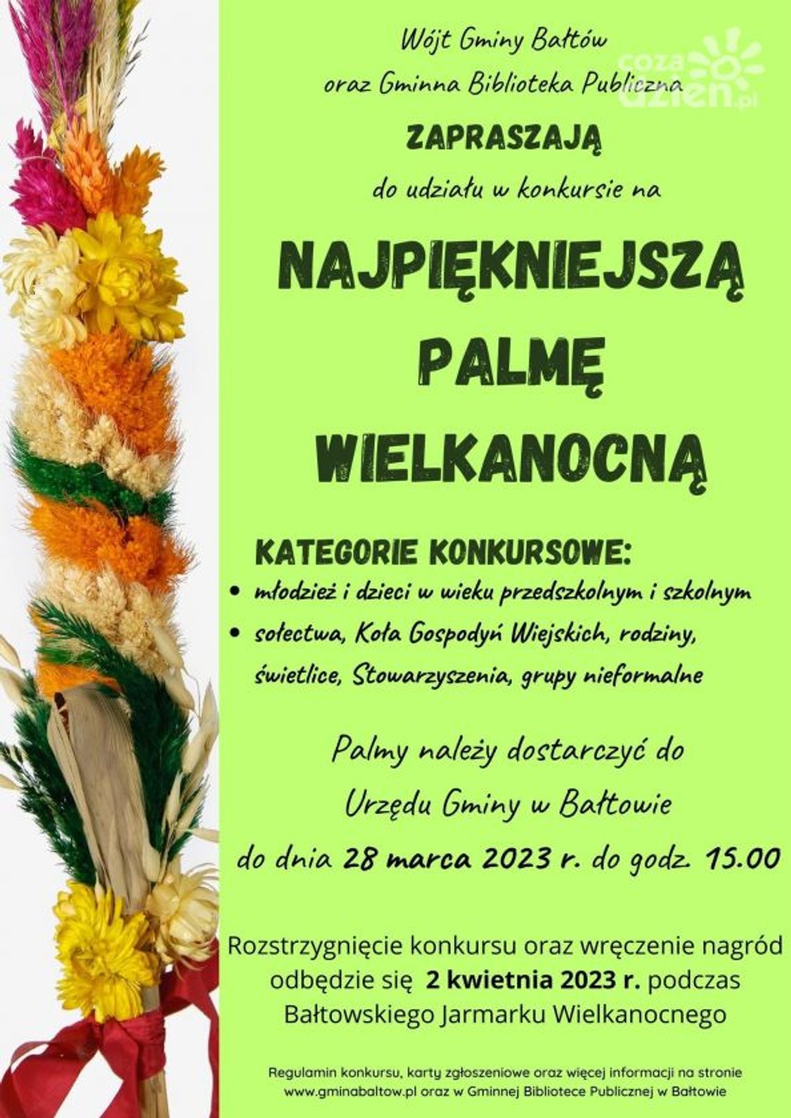 Gmina Bałtów ogłasza konkurs na najpiękniejszą palmę 