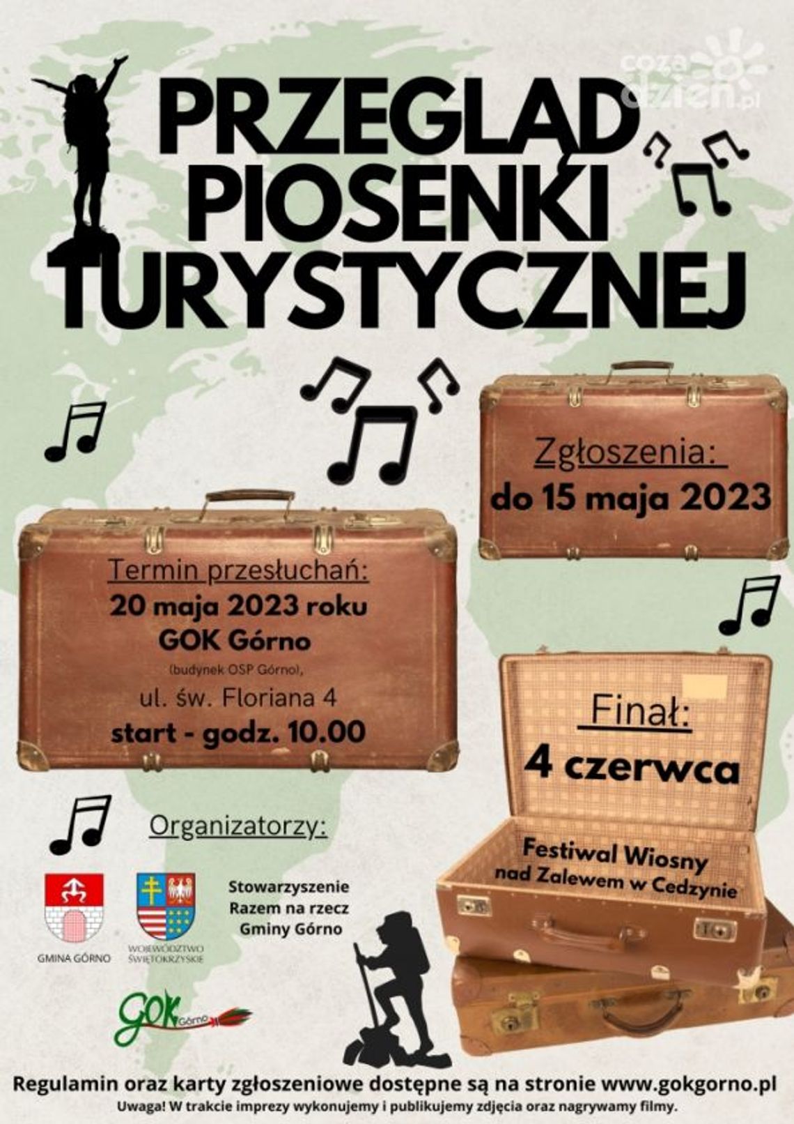 Gminny Ośrodek Kultury w Górnie zaprasza do udziału w Przeglądzie Piosenki Turystycznej Gminny Ośrodek Kultury w Górnie zaprasza do udziału w Przeglądzie Piosenki Turystycznej