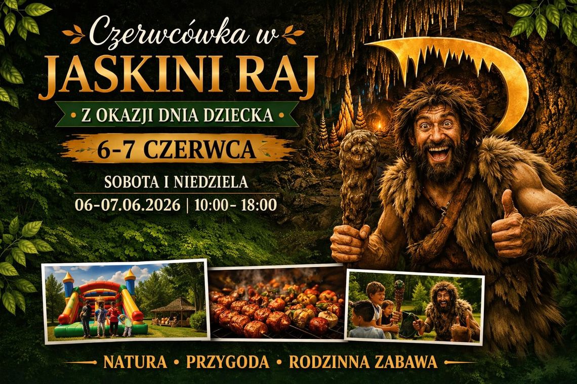 Jaskinia Raj zaprasza na rodzinny piknik. Dwa dni atrakcji z okazji Dnia Dziecka Jaskinia Raj zaprasza na rodzinny piknik. Dwa dni atrakcji z okazji Dnia Dziecka