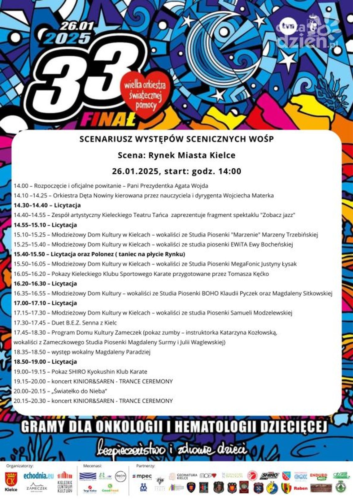 Już dziś! 33. Finał Wielkiej Orkiestry Świątecznej Pomocy! Sprawdź co się dziś wydarzy.