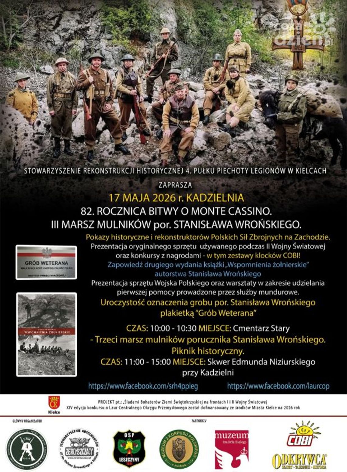 Kielce uczczą bohaterów Monte Cassino. Rekonstrukcja historyczna i III Marsz Mulników już 17 maja Kielce uczczą bohaterów Monte Cassino. Rekonstrukcja historyczna i III Marsz Mulników już 17 maja