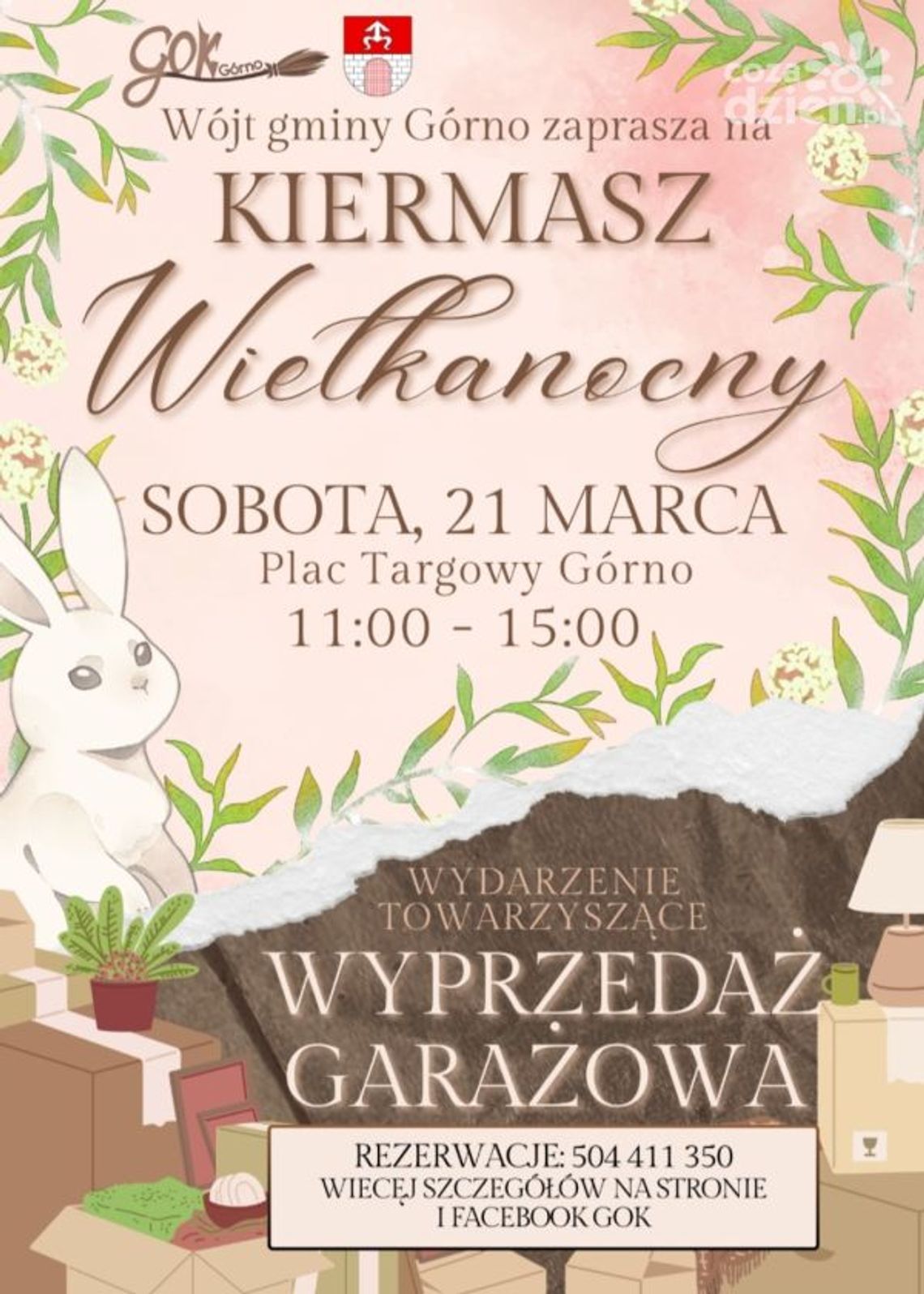 Kiermasz Wielkanocny i Wyprzedaż Garażowa w Górnie – świętujmy razem wiosnę! Kiermasz Wielkanocny i Wyprzedaż Garażowa w Górnie – świętujmy razem wiosnę!