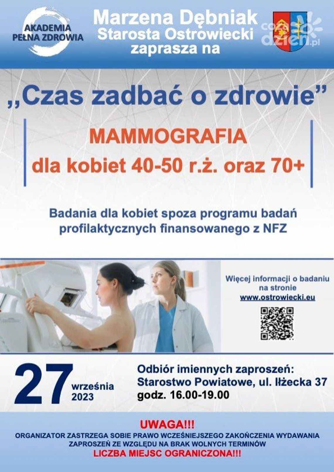 Kobieto! Zapisz się na bezpłatną mammografię