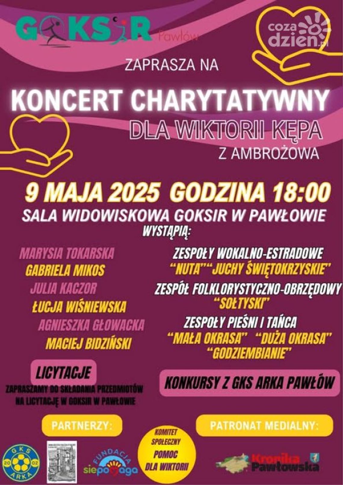 Koncert charytatywny dla Wiktorii Kępy już 9 maja w Pawłowie Koncert charytatywny dla Wiktorii Kępy już 9 maja w Pawłowie