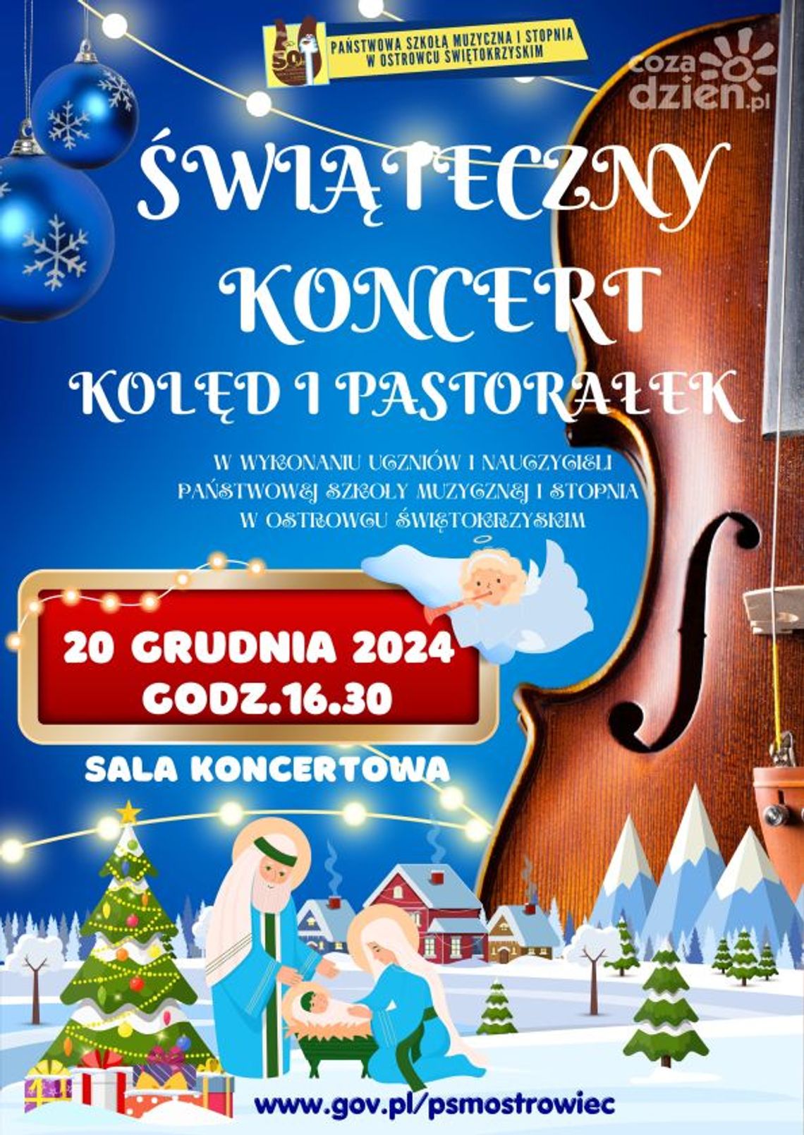 Koncert kolęd i pastorałek w nowo oddanej sali koncertowej ostrowieckiej szkoły muzycznej 