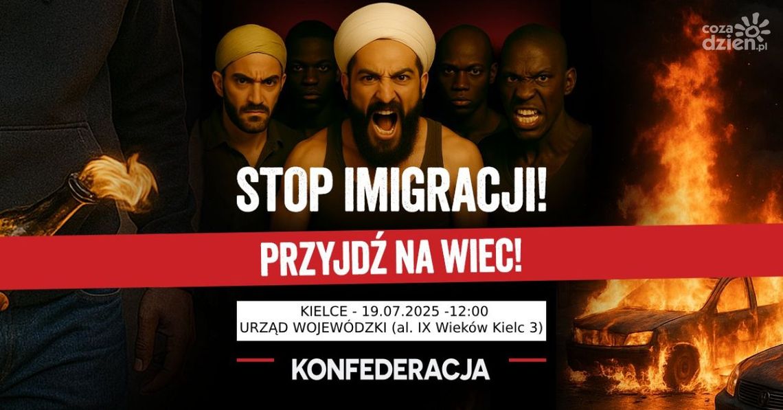 Konferencja prasowa i protest środowisk Konfederacji w Kielcach Konferencja prasowa i protest środowisk Konfederacji w Kielcach