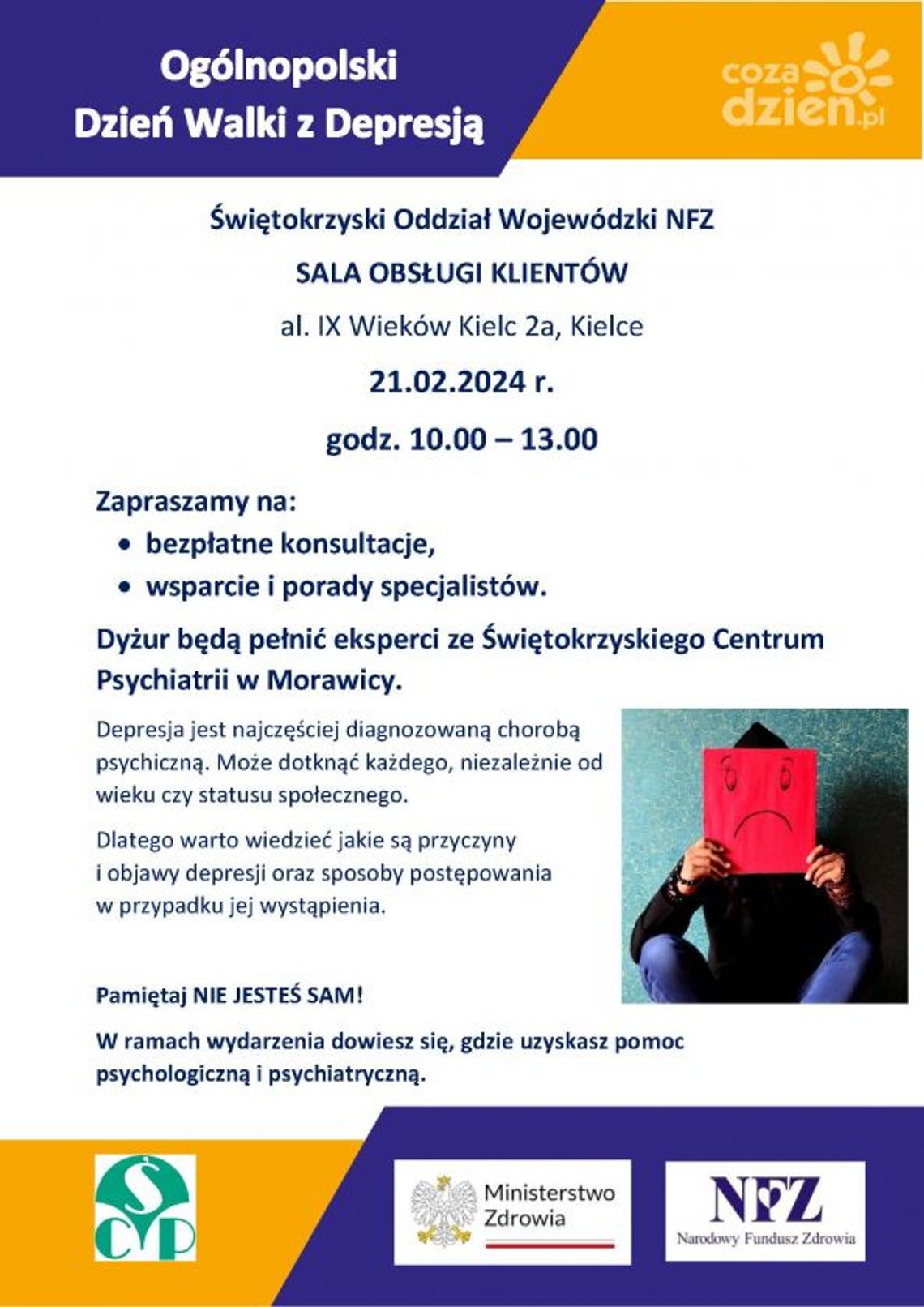 Konsultacje w ramach Ogólnopolskiego Dnia Walki z Depresją Konsultacje w ramach Ogólnopolskiego Dnia Walki z Depresją