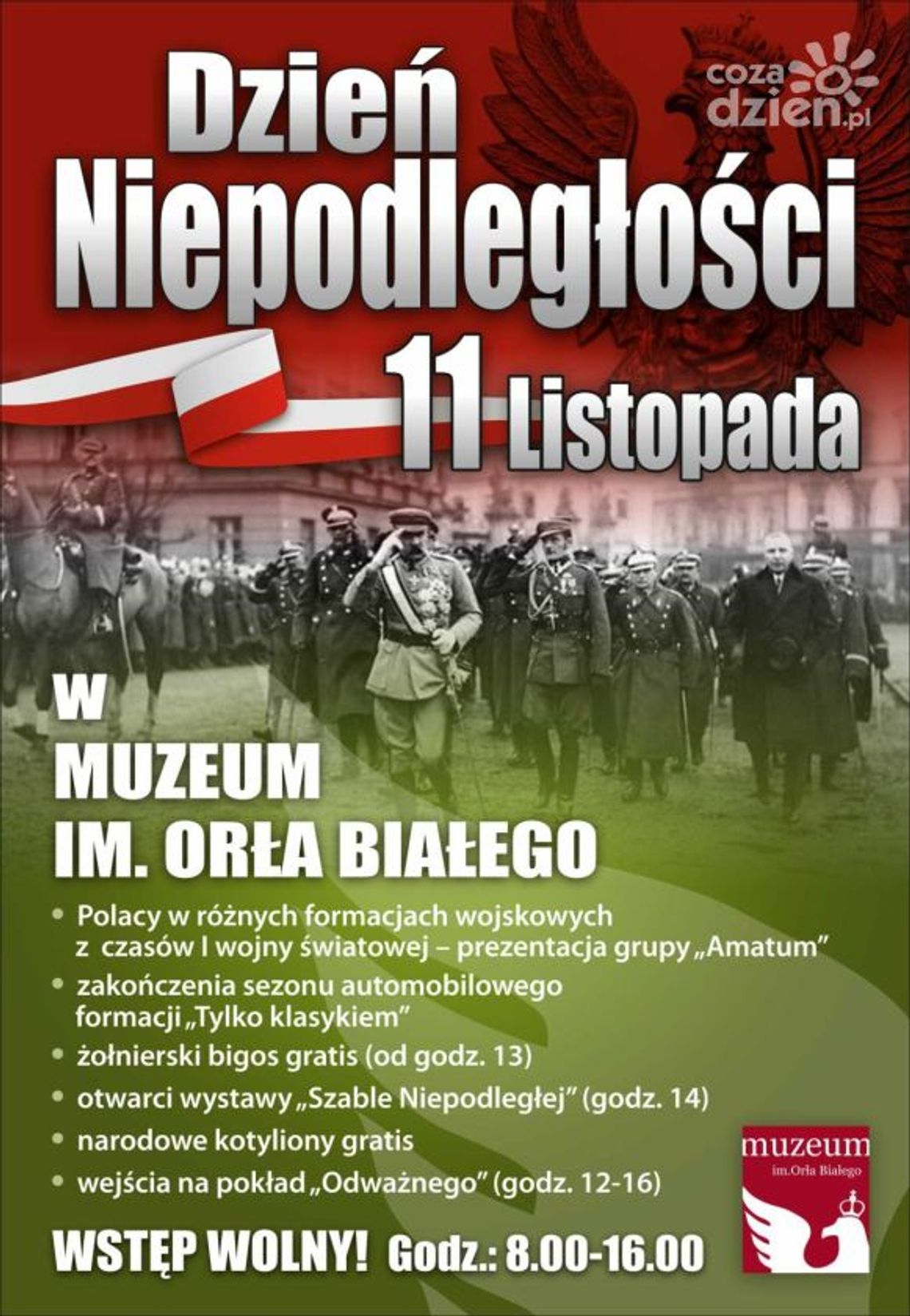Liczne atrakcje w Święto Niepodległości w Muzeum Orła Białego Liczne atrakcje w Święto Niepodległości w Muzeum Orła Białego