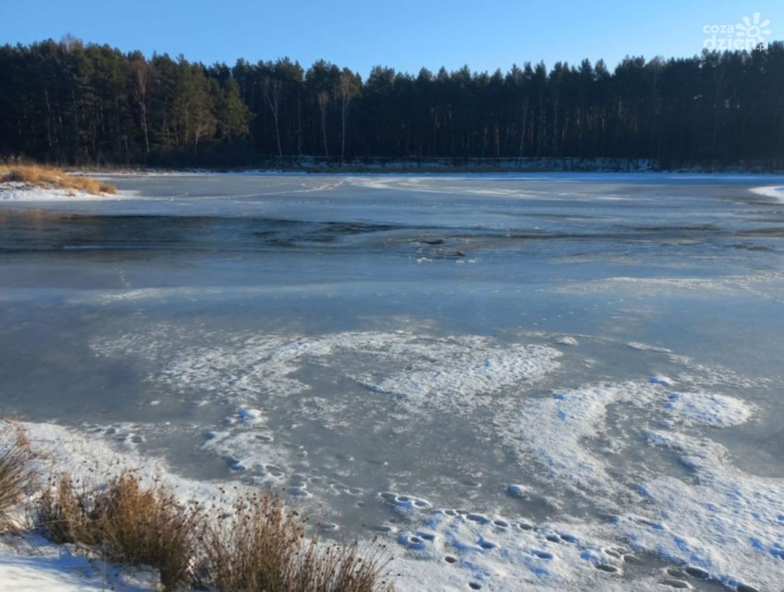Lód załamał się pod kobietą spacerującą z psem w Sielpi Lód załamał się pod kobietą spacerującą z psem w Sielpi