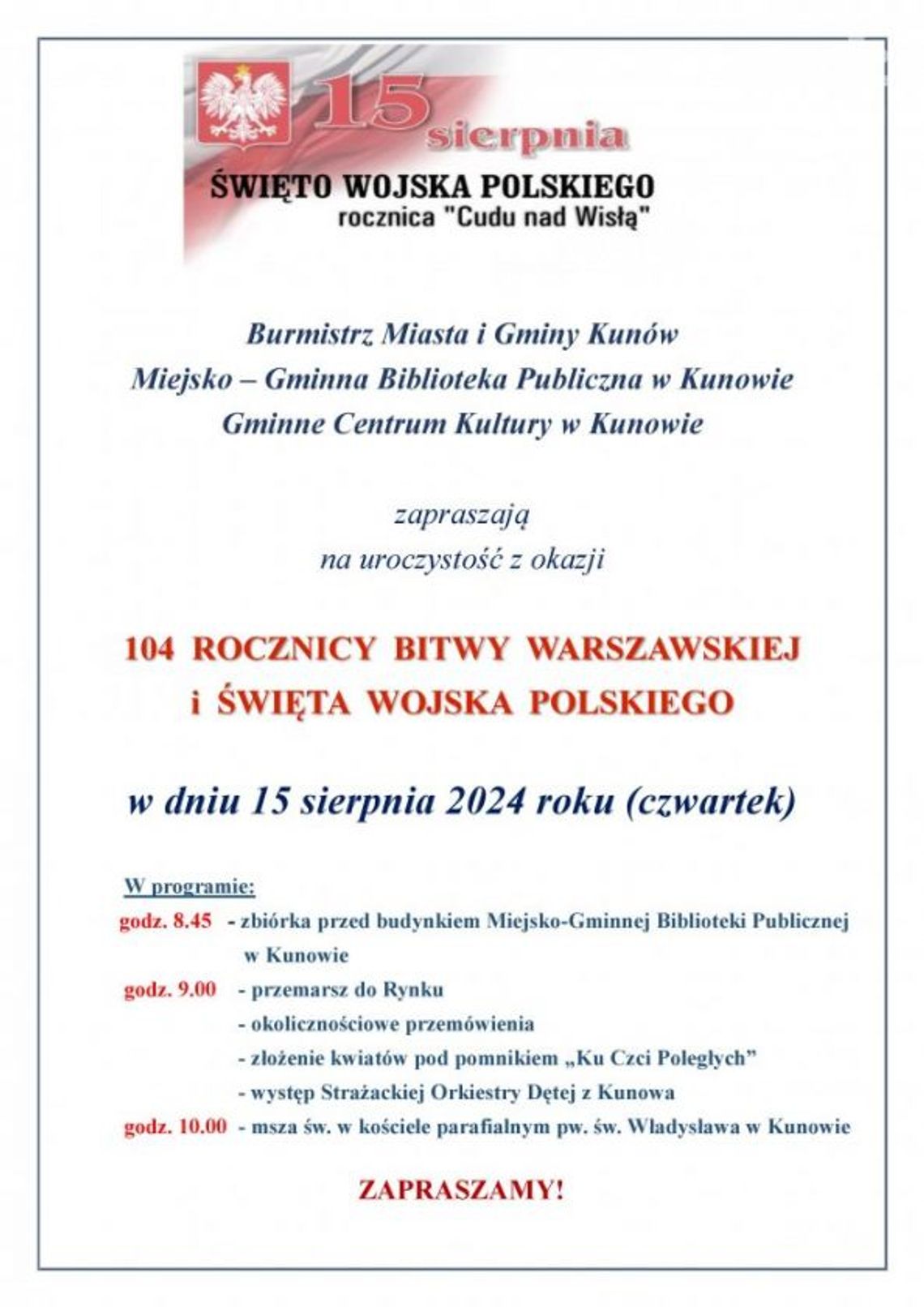 Lokalne obchody Święta Wojska Polskiego 