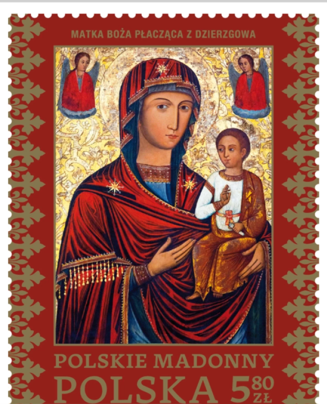 Madonna z Dzierzgowa na okolicznościowym znaczku pocztowym Madonna z Dzierzgowa na okolicznościowym znaczku pocztowym