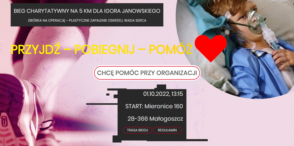 Małogoszcz: Pobiegną dla Igora Małogoszcz: Pobiegną dla Igora