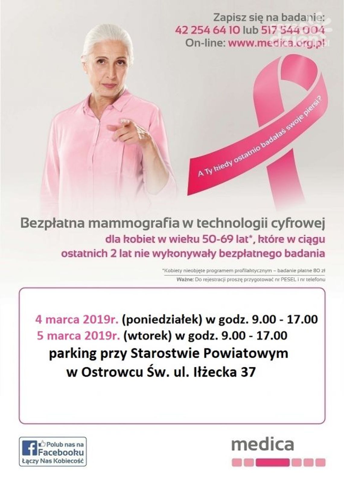 Mammobus przy starostwie - będą bezpłatne badania Mammobus przy starostwie - będą bezpłatne badania