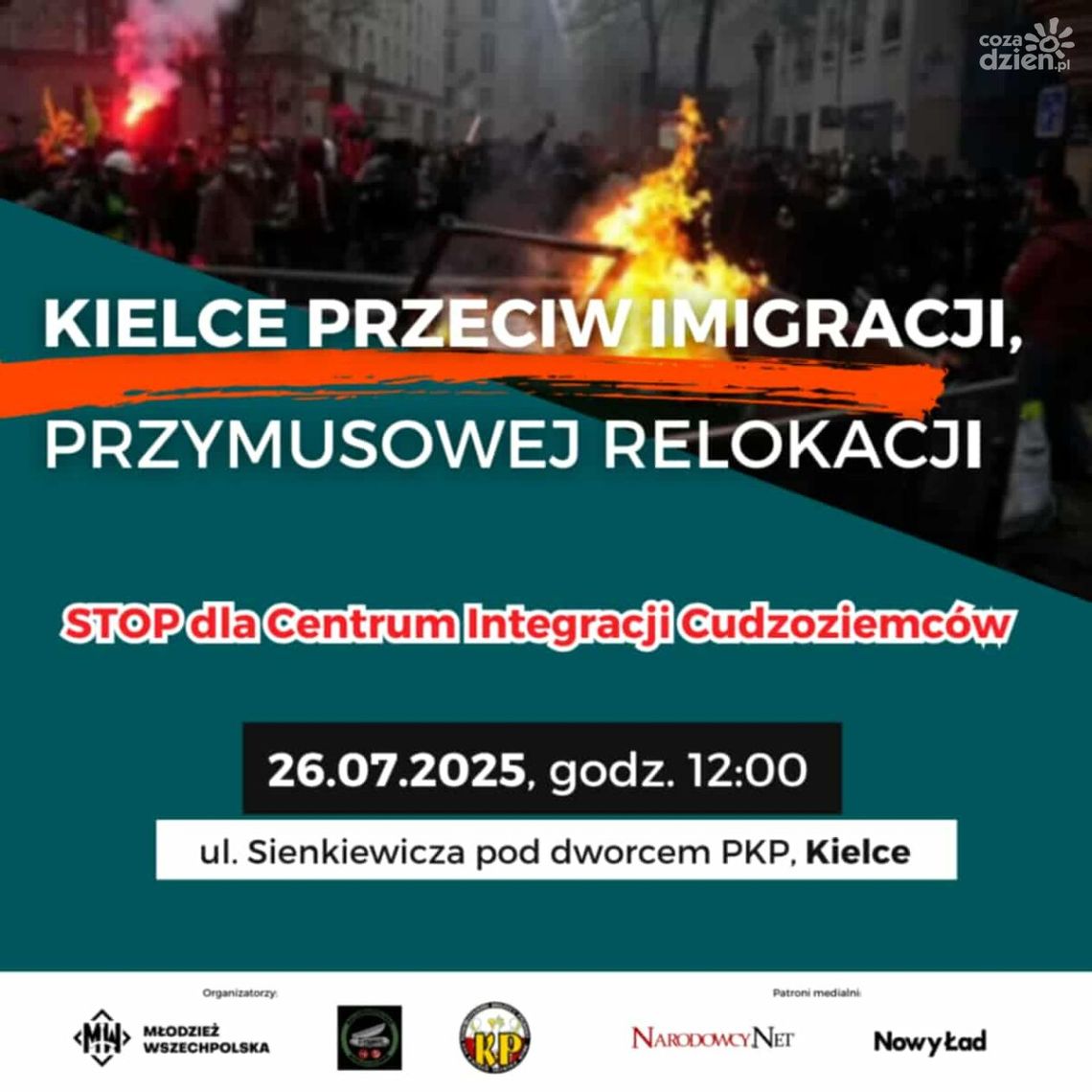 Marsz przeciwko masowej imigracji i przymusowej relokacji przejdzie ulicami Kielc Marsz przeciwko masowej imigracji i przymusowej relokacji przejdzie ulicami Kielc