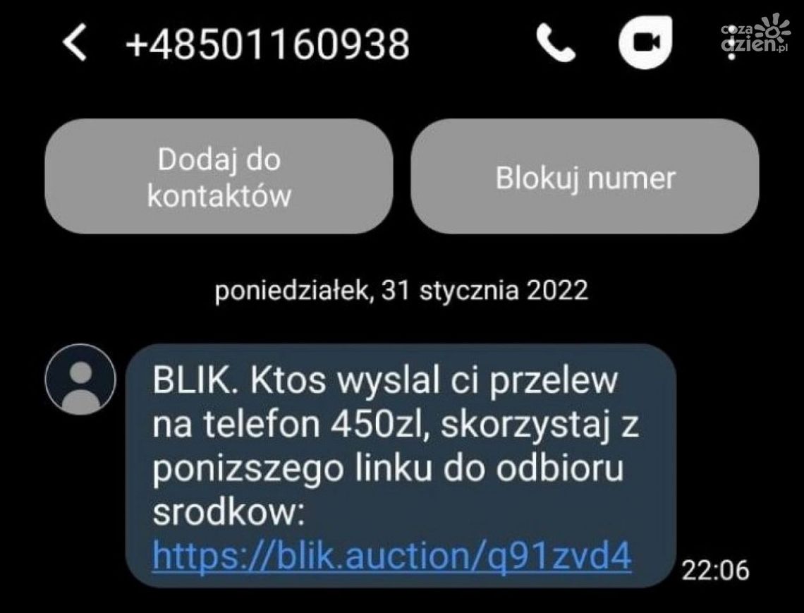 Mieszkanka Kunowa oszukana na BLIKa Mieszkanka Kunowa oszukana na BLIKa