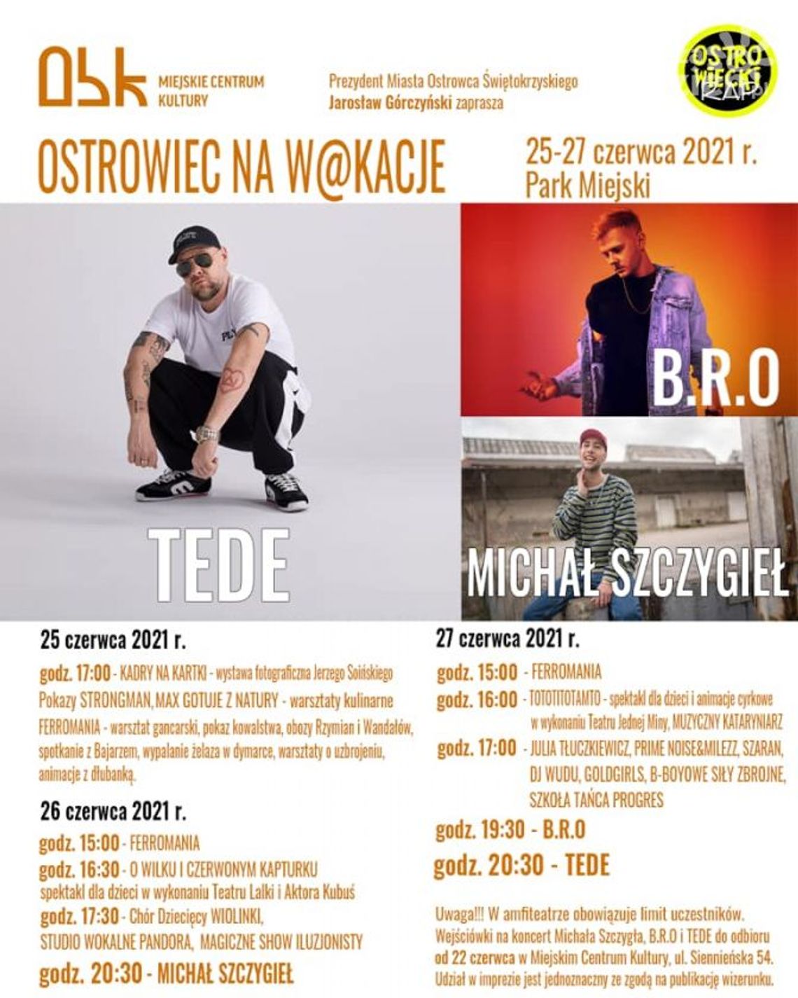 Muzycznie w Parku Miejskim! Aby wziąć udział w koncertach należy odebrać wejściówki Muzycznie w Parku Miejskim! Aby wziąć udział w koncertach należy odebrać wejściówki