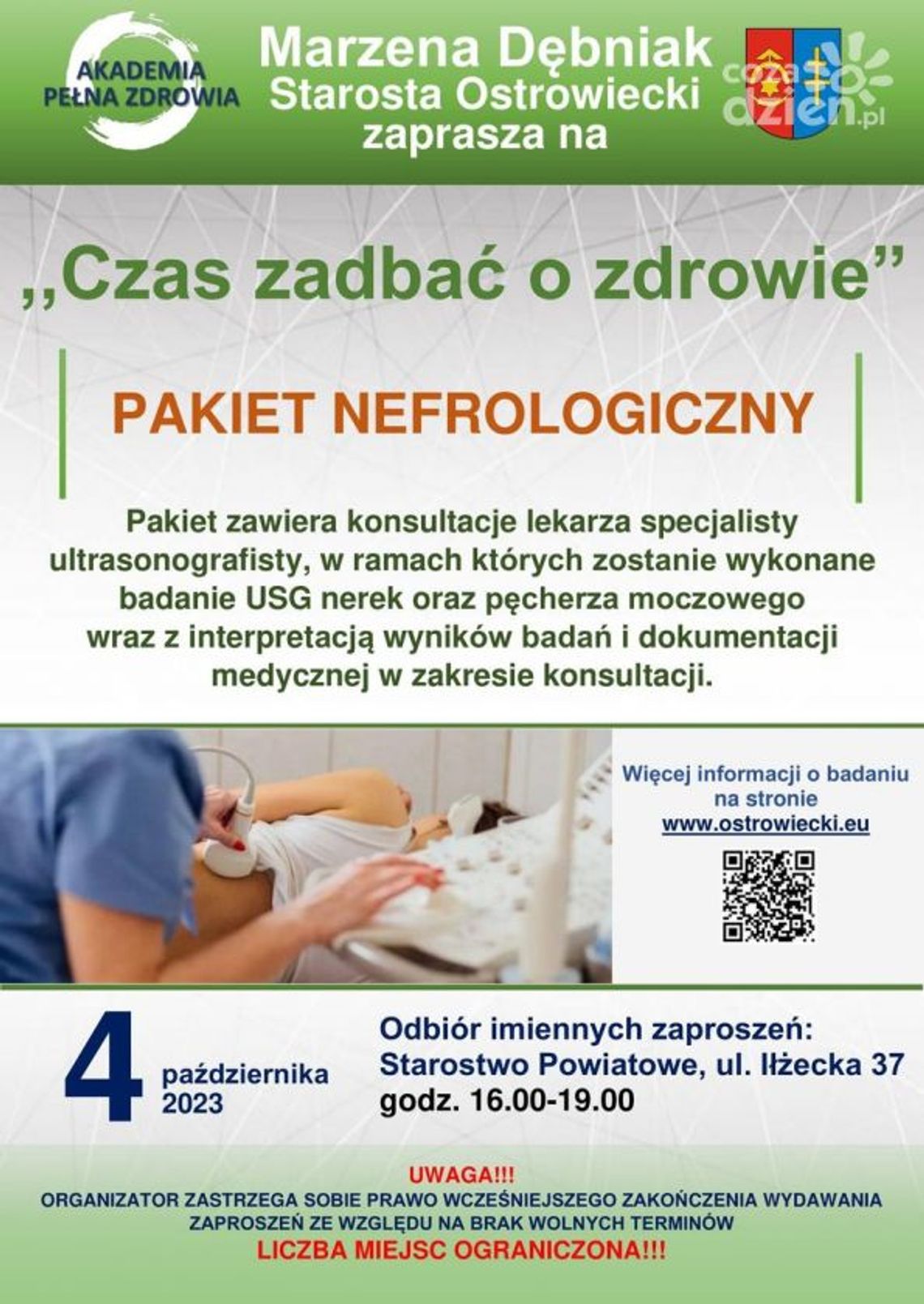 Na kolejne badania zaprasza ostrowieckie starostwo 