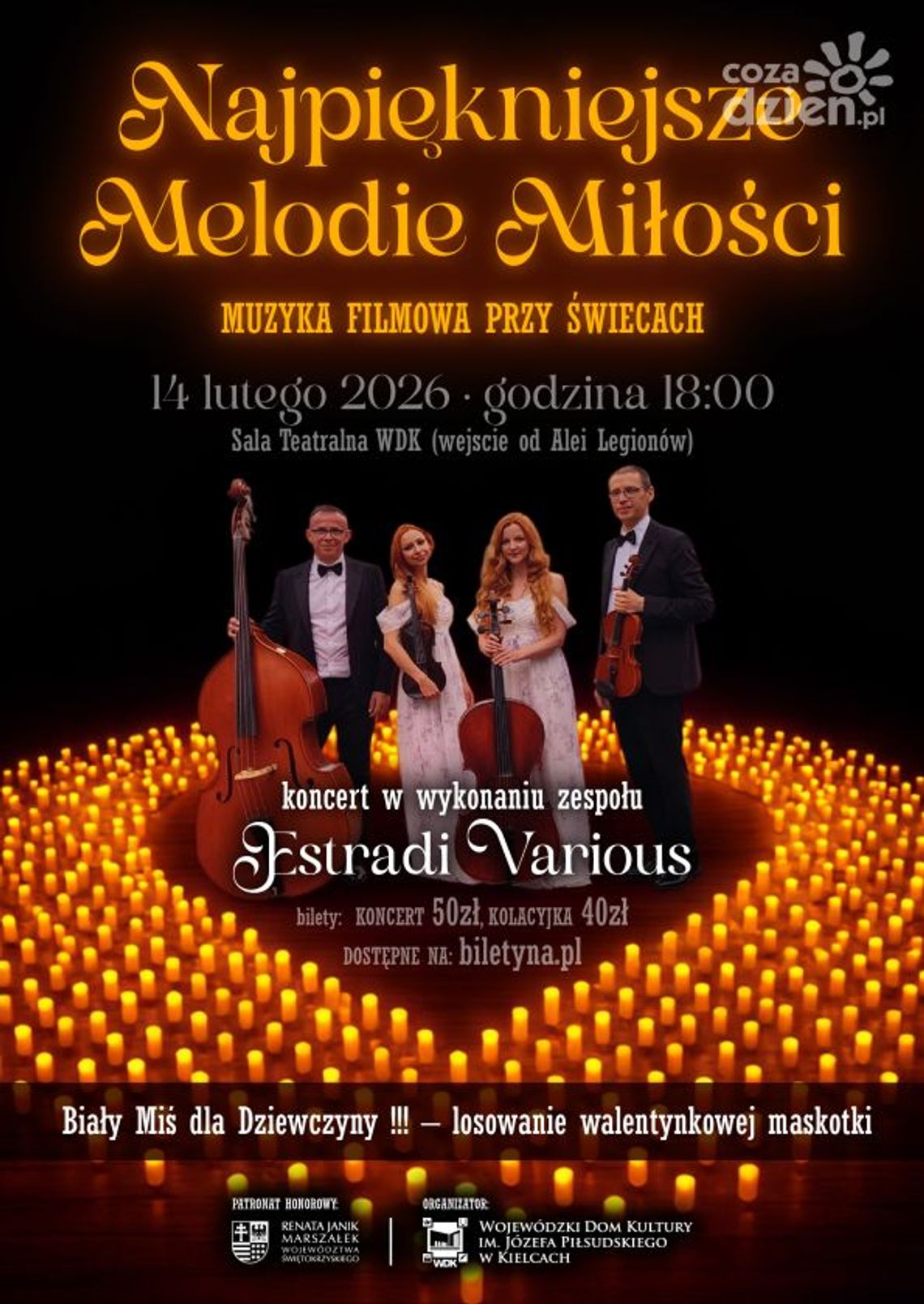 Najpiękniejsze Melodie Miłości – walentynkowy koncert przy świecach w WDK Kielce Najpiękniejsze Melodie Miłości – walentynkowy koncert przy świecach w WDK Kielce