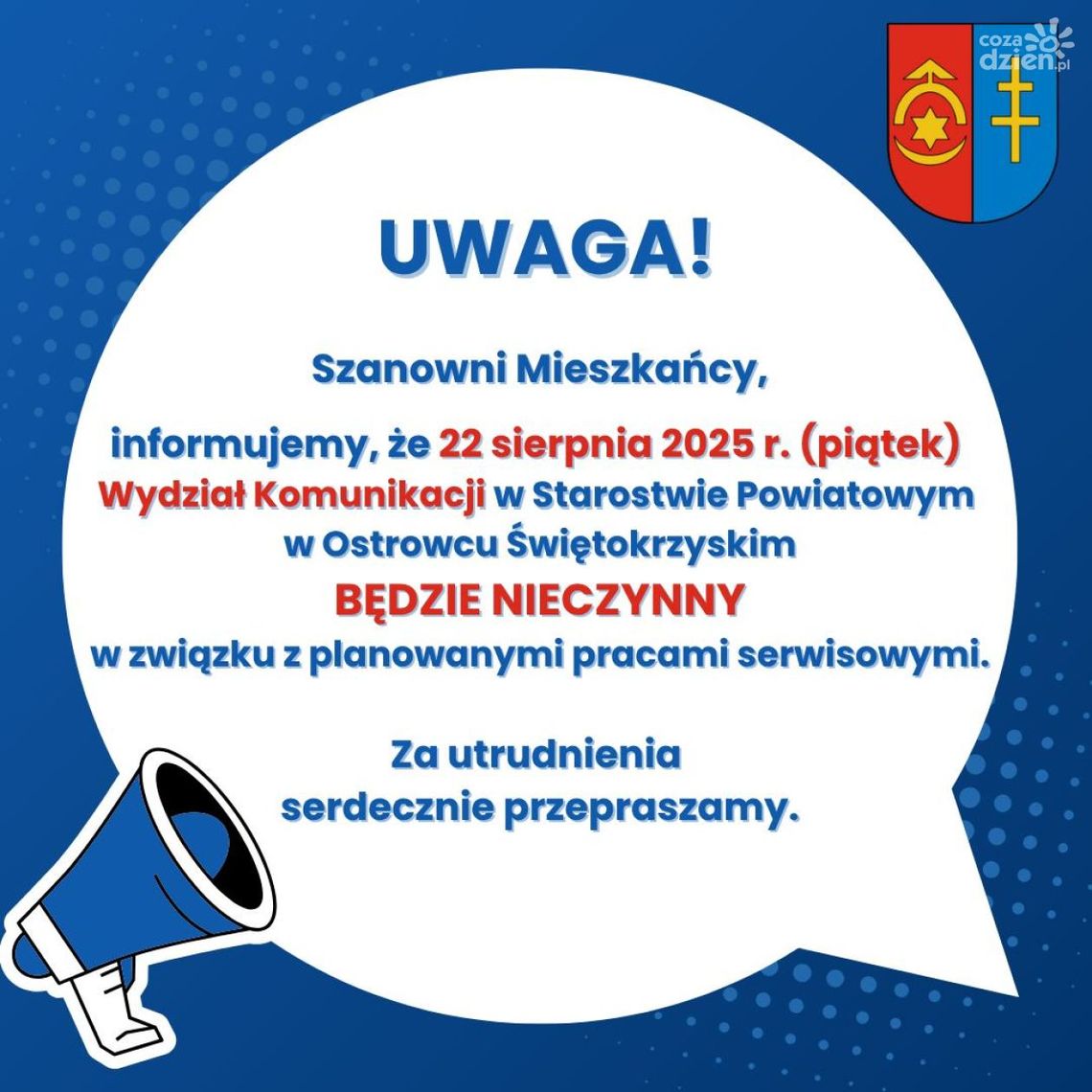 Nieczynny  wydział komunikacji w ostrowieckim starostwie 