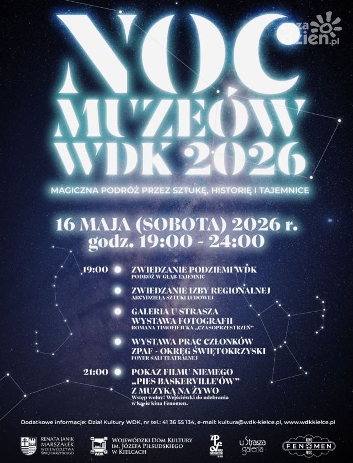 Noc Muzeów 2026 w WDK w Kielcach. Podziemia, sztuka i kino z muzyką na żywo