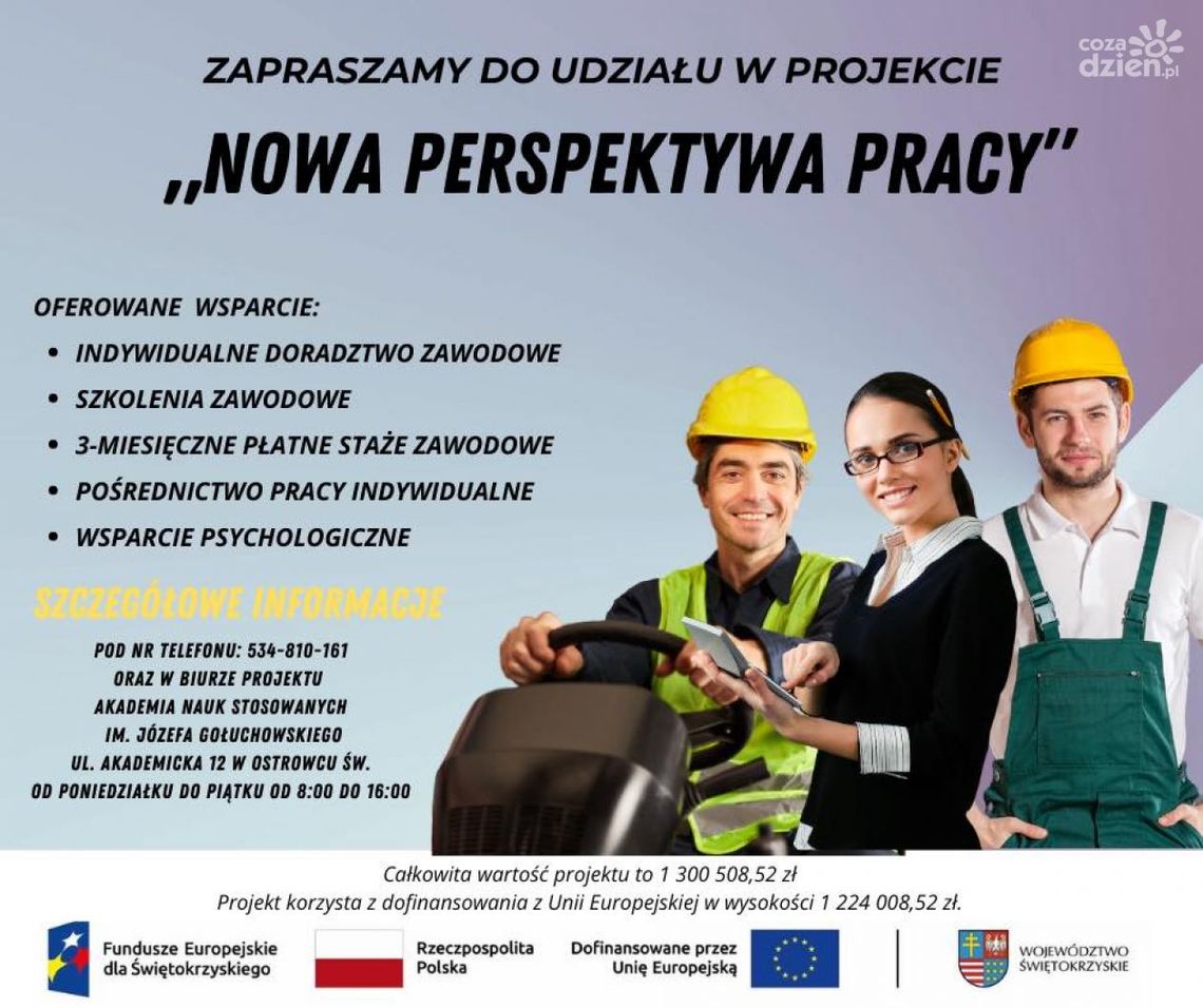 "Nowa perspektywa pracy" - to nowy projekt, do którego mogą dołączyć bezrobotni ze świętokrzyskiego