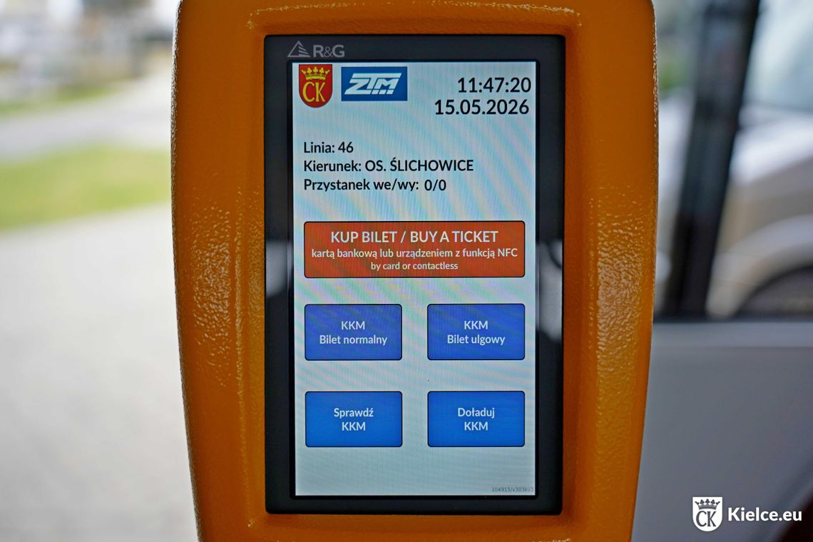 Nowe kasowniki EMV w autobusach elektrycznych w Kielcach Nowe kasowniki EMV w autobusach elektrycznych w Kielcach