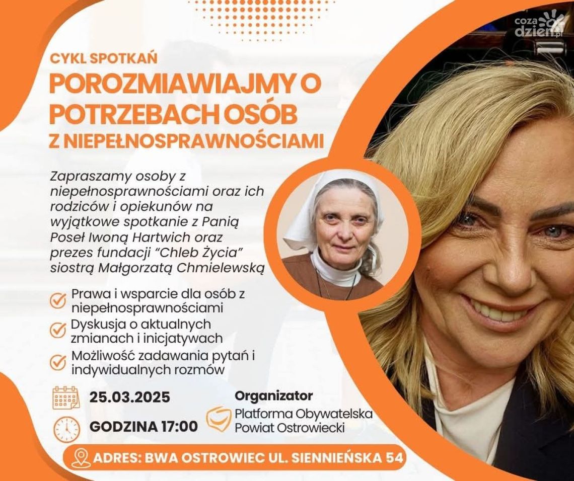 O potrzebach osób z niepełnosprawnościami debata z s. Małgorzatą Chmielewską i posłanką Iwoną Hartwich O potrzebach osób z niepełnosprawnościami debata z s. Małgorzatą Chmielewską i posłanką Iwoną Hartwich