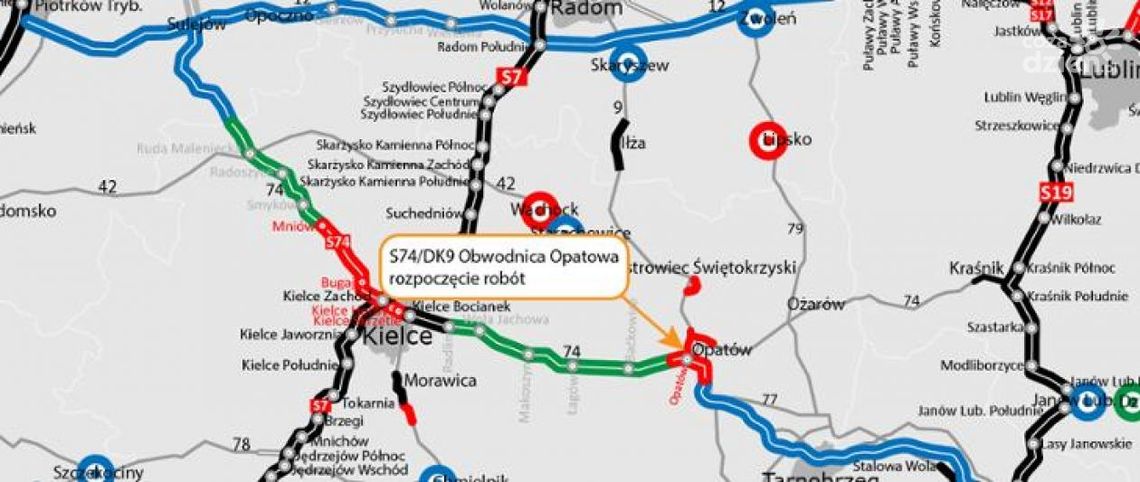 Objazdy na DW 757 relacji Opatów- Iwaniska Objazdy na DW 757 relacji Opatów- Iwaniska