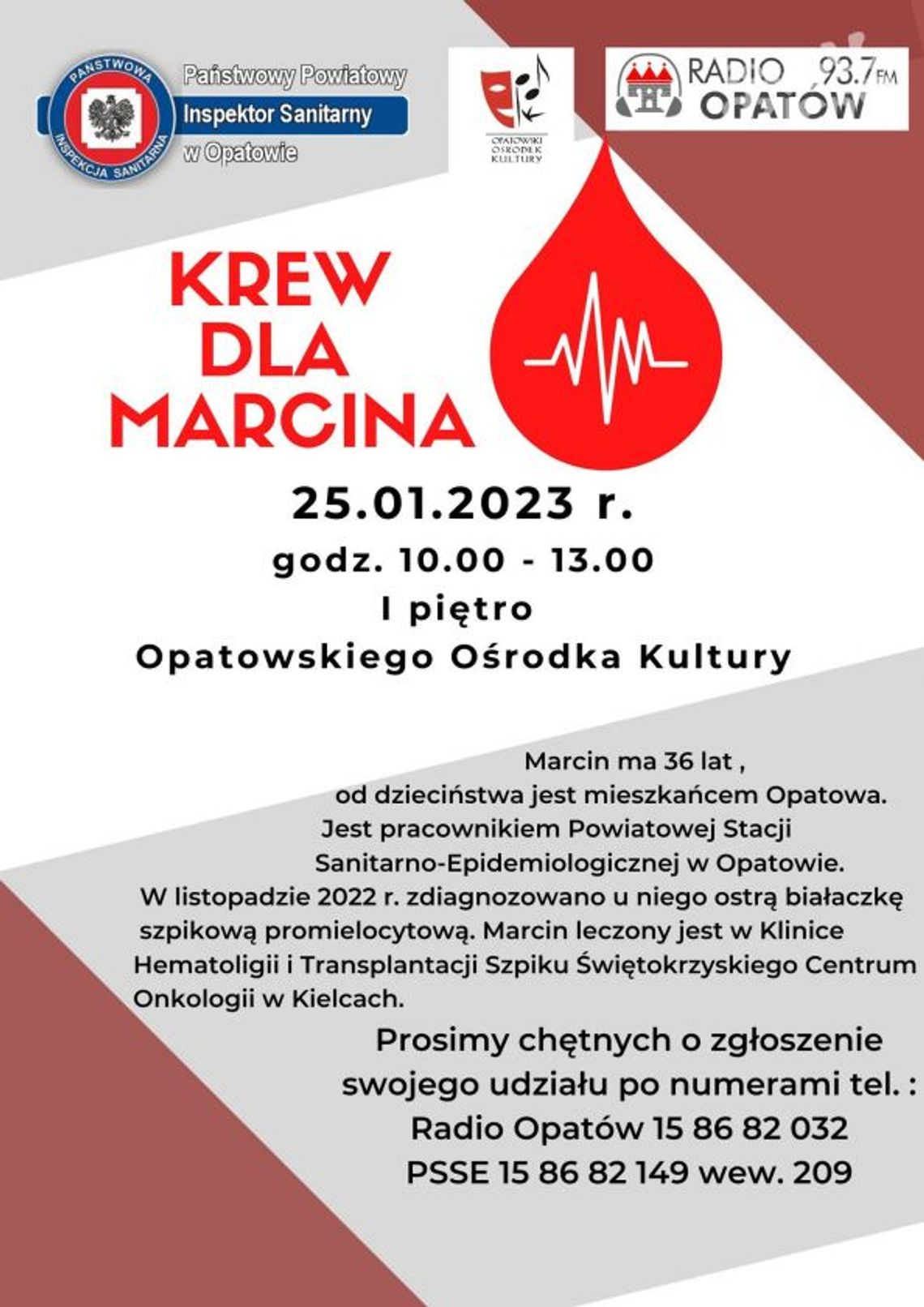 Oddaj krew, pomóż Marcinowi Oddaj krew, pomóż Marcinowi