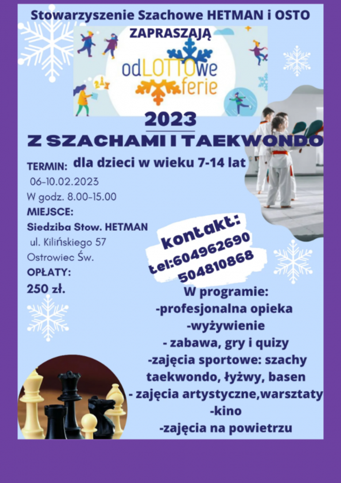 odLOTTOwe ferie 2023 z szachami i taekwondo
