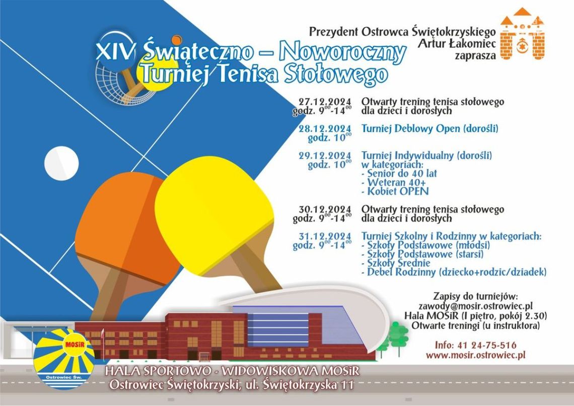 Ostrowiecki mOSiR zaprasza na Turniej Tenisa Stołowego Ostrowiecki mOSiR zaprasza na Turniej Tenisa Stołowego