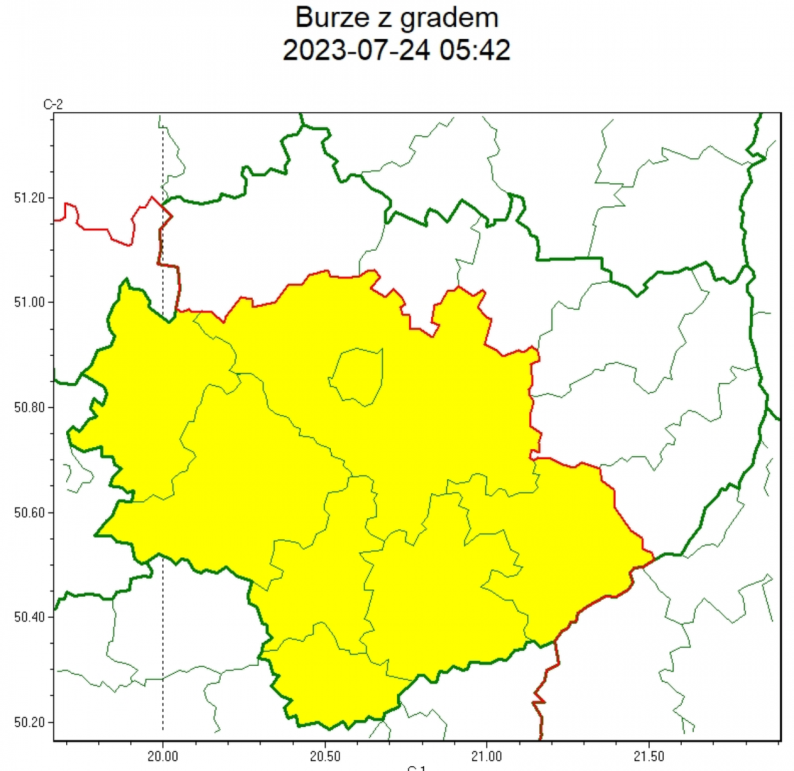 Ostrzeżenie meteo dla części regionu Ostrzeżenie meteo dla części regionu
