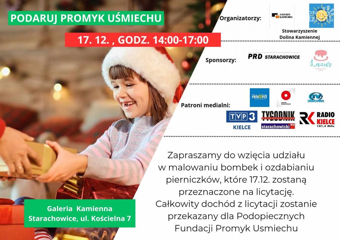 "Podaruj Promyk Uśmiechu" - w Starachowicach odbędzie się świąteczna charytatywna akcja 