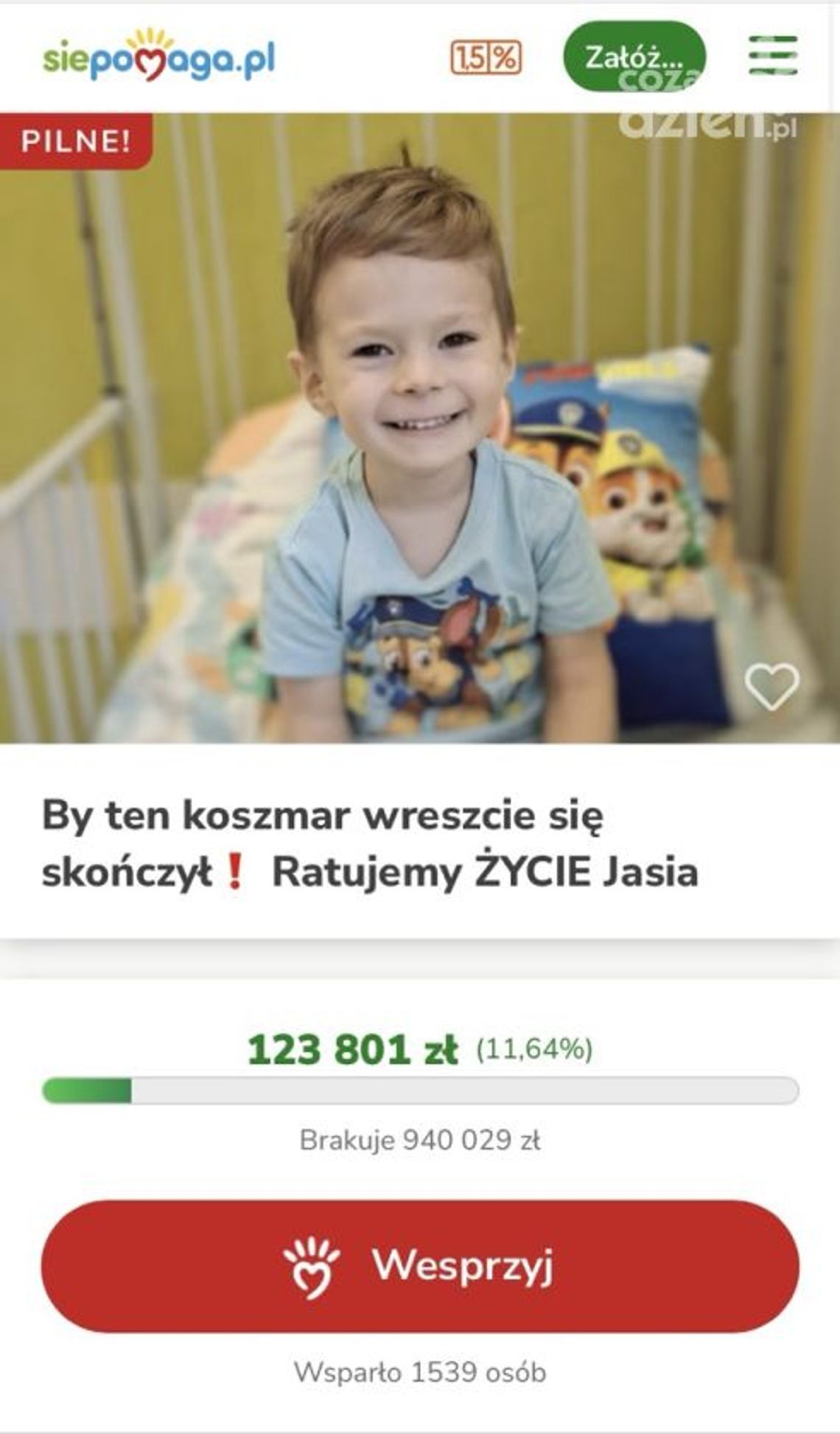 Pomóżmy Jasiowi wygrać walkę o życie Pomóżmy Jasiowi wygrać walkę o życie