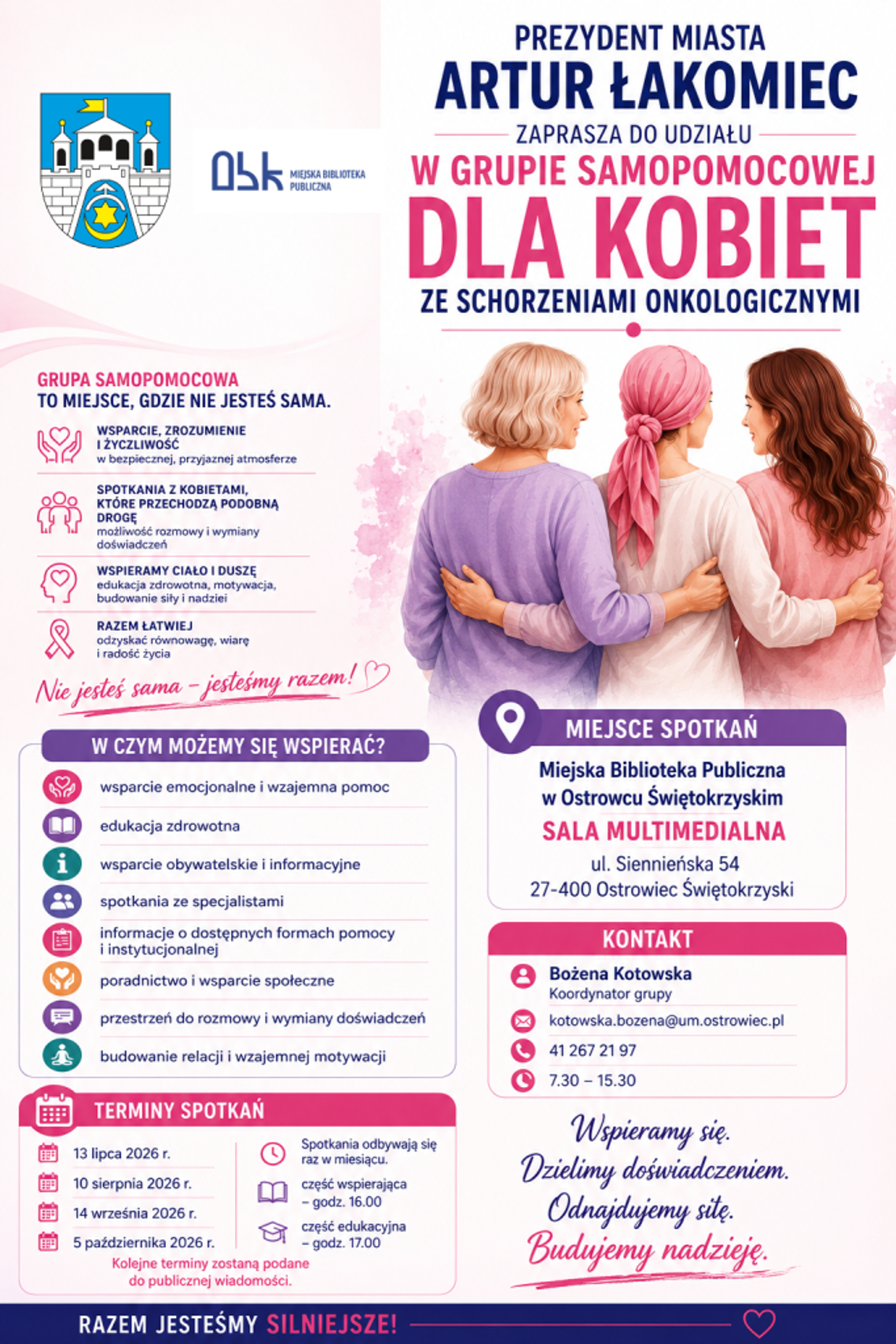 Powstaje grupa wsparcia dla kobiet z doświadczeniem choroby onkologicznej